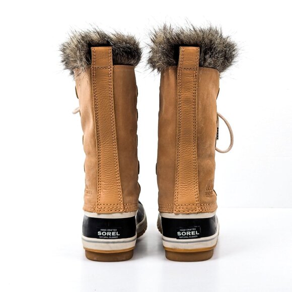 Sorel Women Joan of Artic Tan Faux Fur Waterproof Snow Winter Boots size 9.5 - Picture 4 of 7